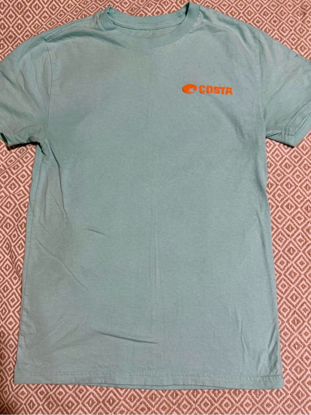 Costa Short Sleeve Tee in Seafoam with Orange Logo